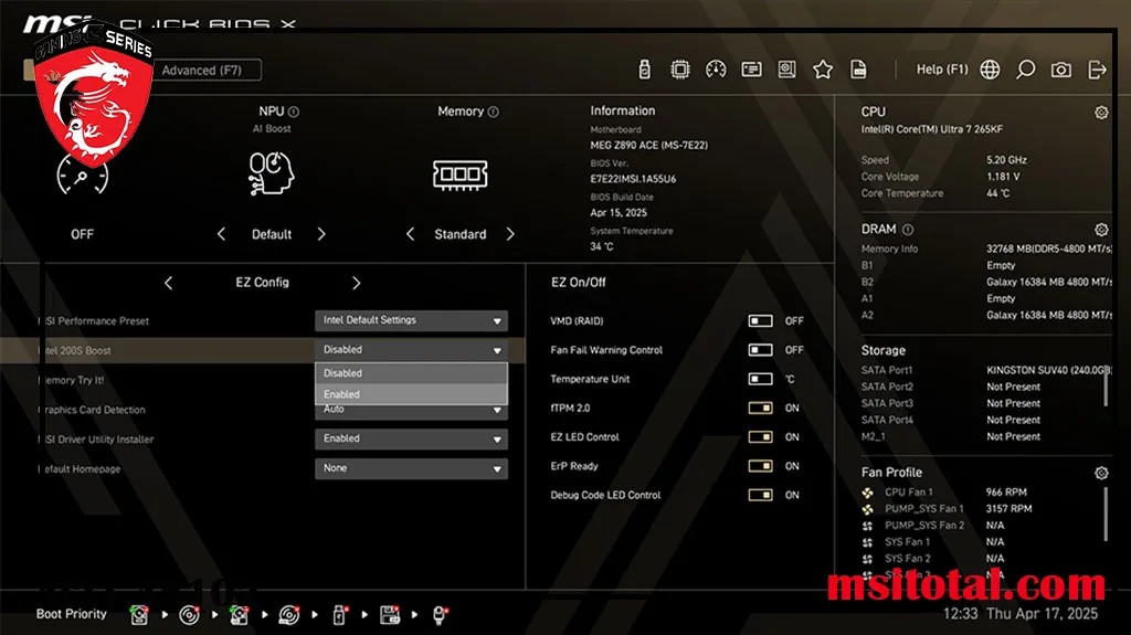چگونه Intel 200S Boost را در مادربرد های MSI Z890 فعال کنیم
