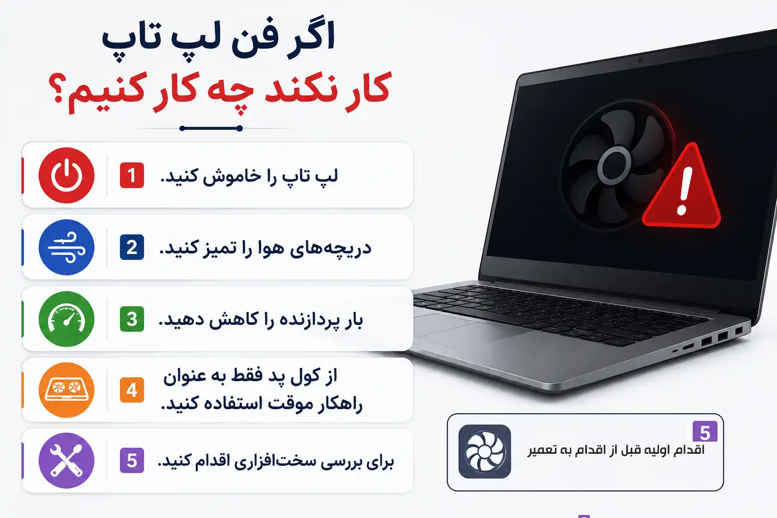 راهکارهای رفع مشکل کار نکردن فن لپ تاپ و بررسی فن لپ تاپ