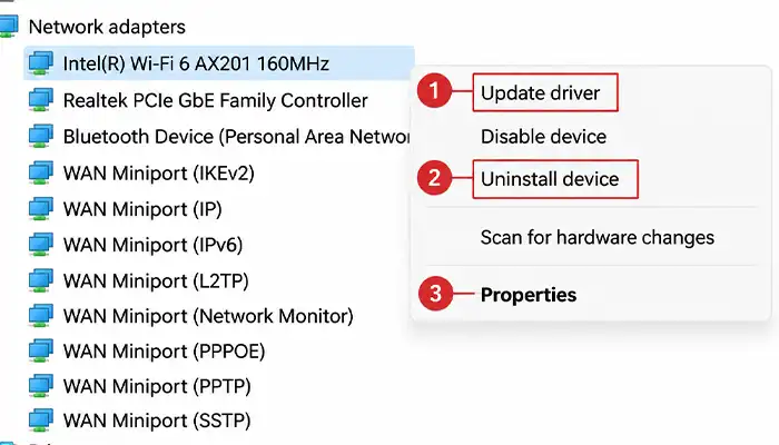 باز نصب یا بهروزرسانی Network Adapter در ویندوز