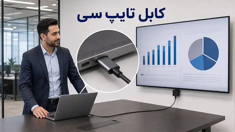 صل کردن لپ تاپ به تلویزیون با کابل تایپ سی Type-C