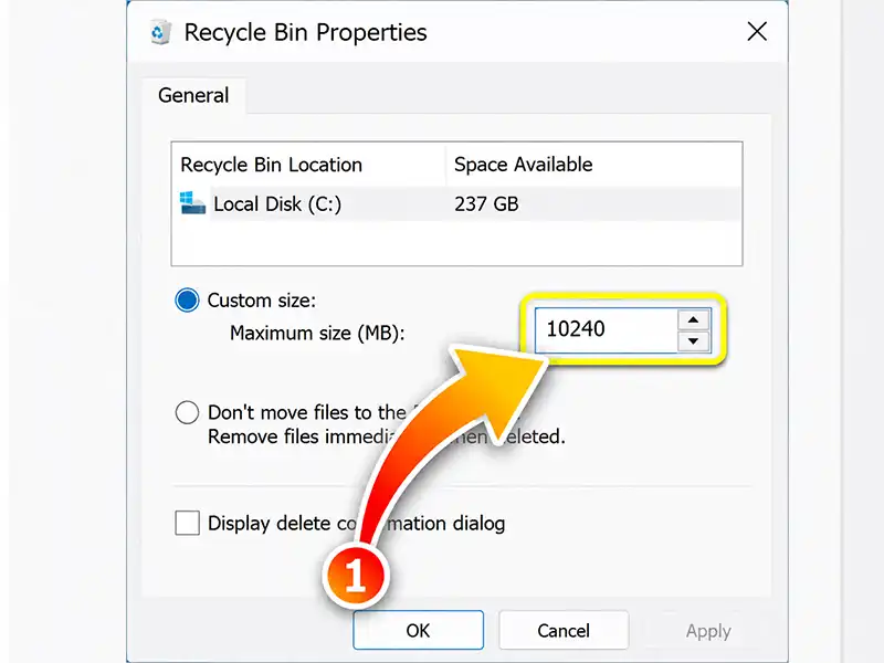 حذف محتویات Recycle Bin در ویندوز