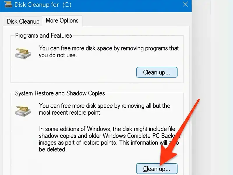 استفاده از ابزار Disk Cleanup در ویندوز