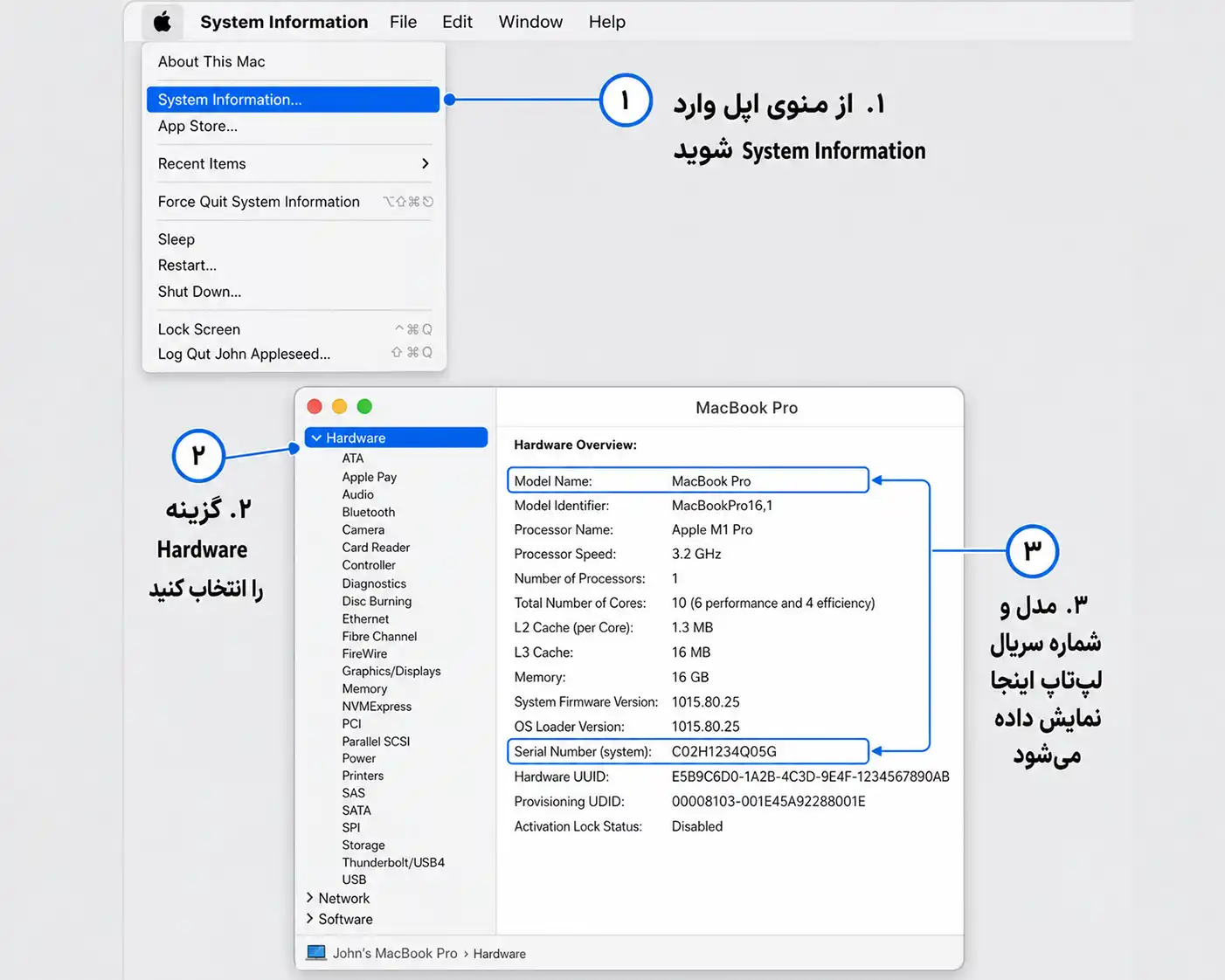 تشخیص مدل لپتاپ در مک