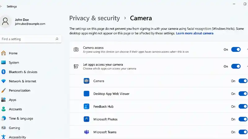 تنظیمات دسترسی دوربین و حریم خصوصی (Camera Privacy) در ویندوز ۱۱ برای سیستم‌های MSI All-in-One