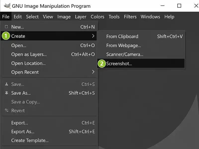 اسکرین شات از ویندوز با GIMP