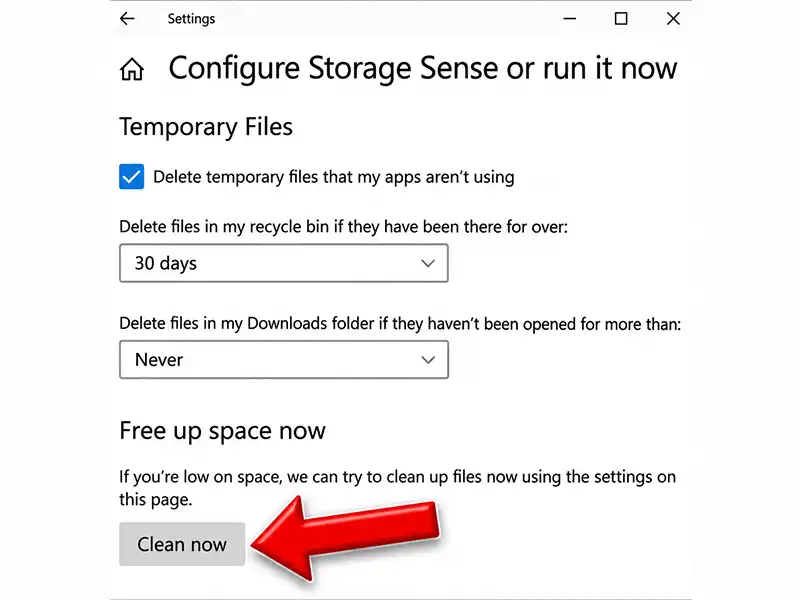 آموزش استفاده از Storage Sense برای خالی کردن فضای لپ تاپ